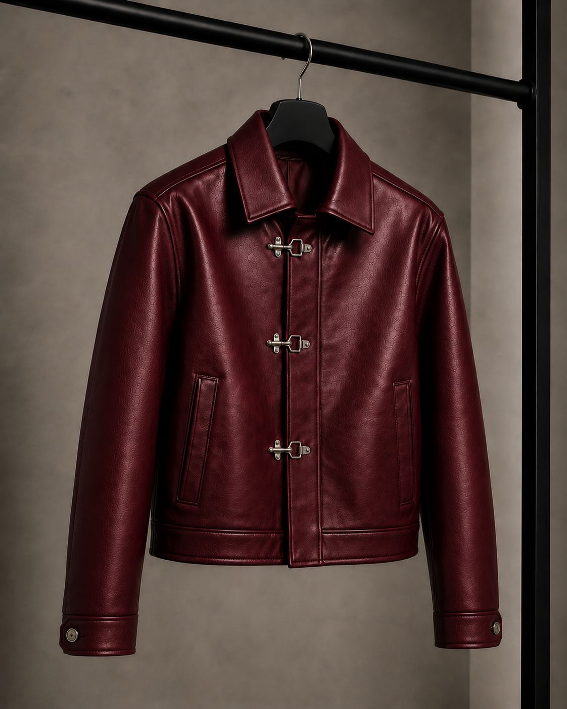 Cipher Leather Jacket - Maroon (Preorder)