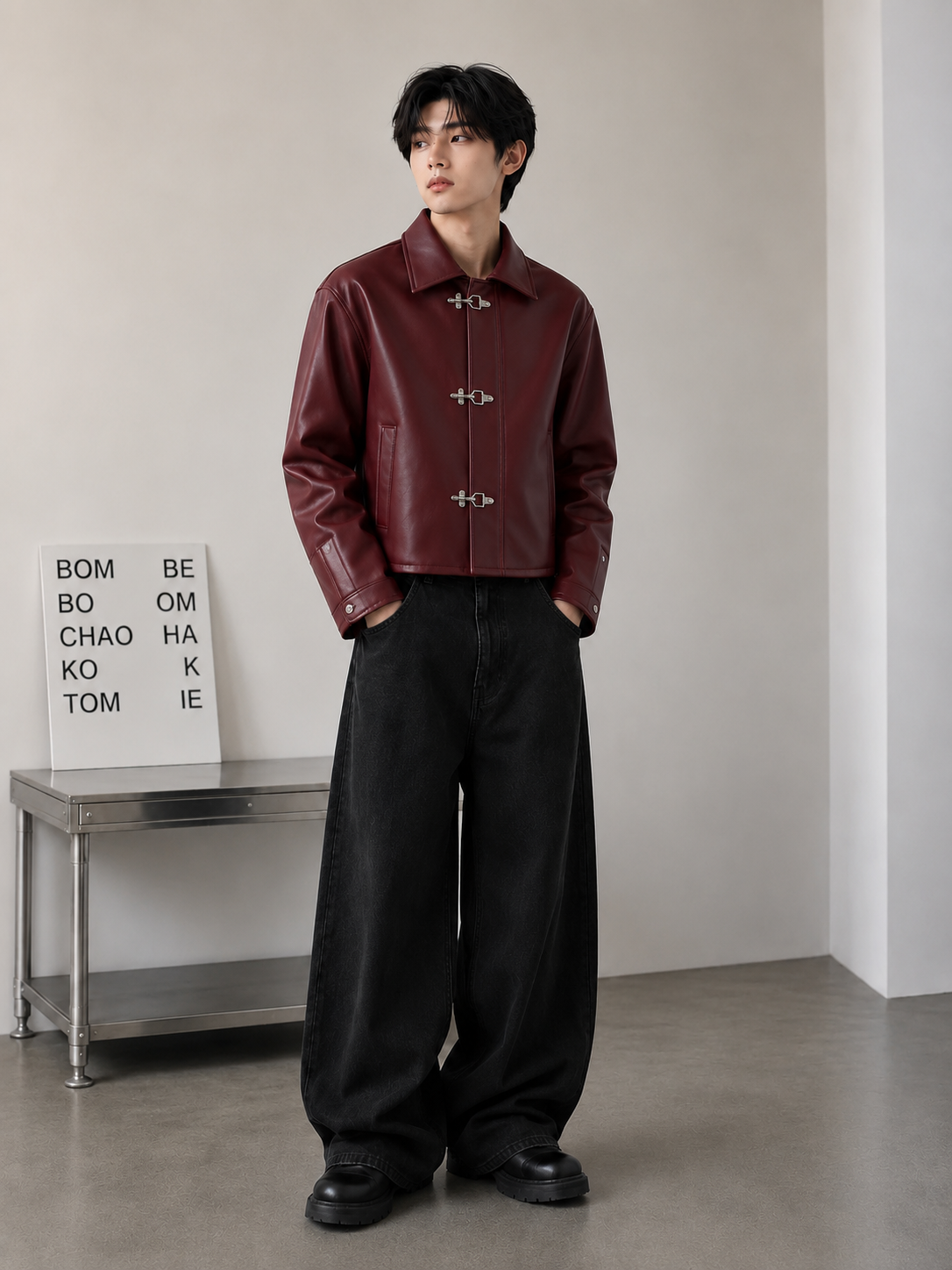 Cipher Leather Jacket - Maroon (Preorder)