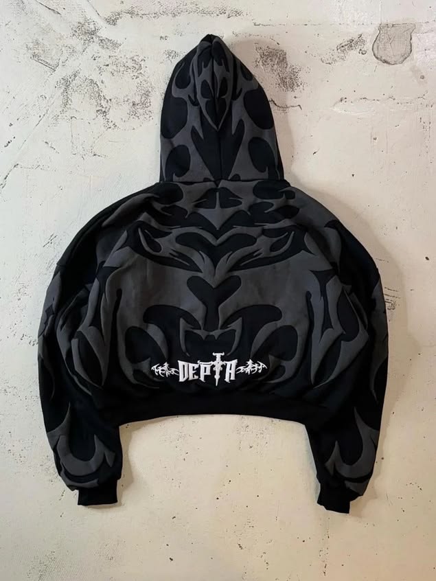 Depth Hoodie – Tribal Shadow Oversized Y2K | Casique