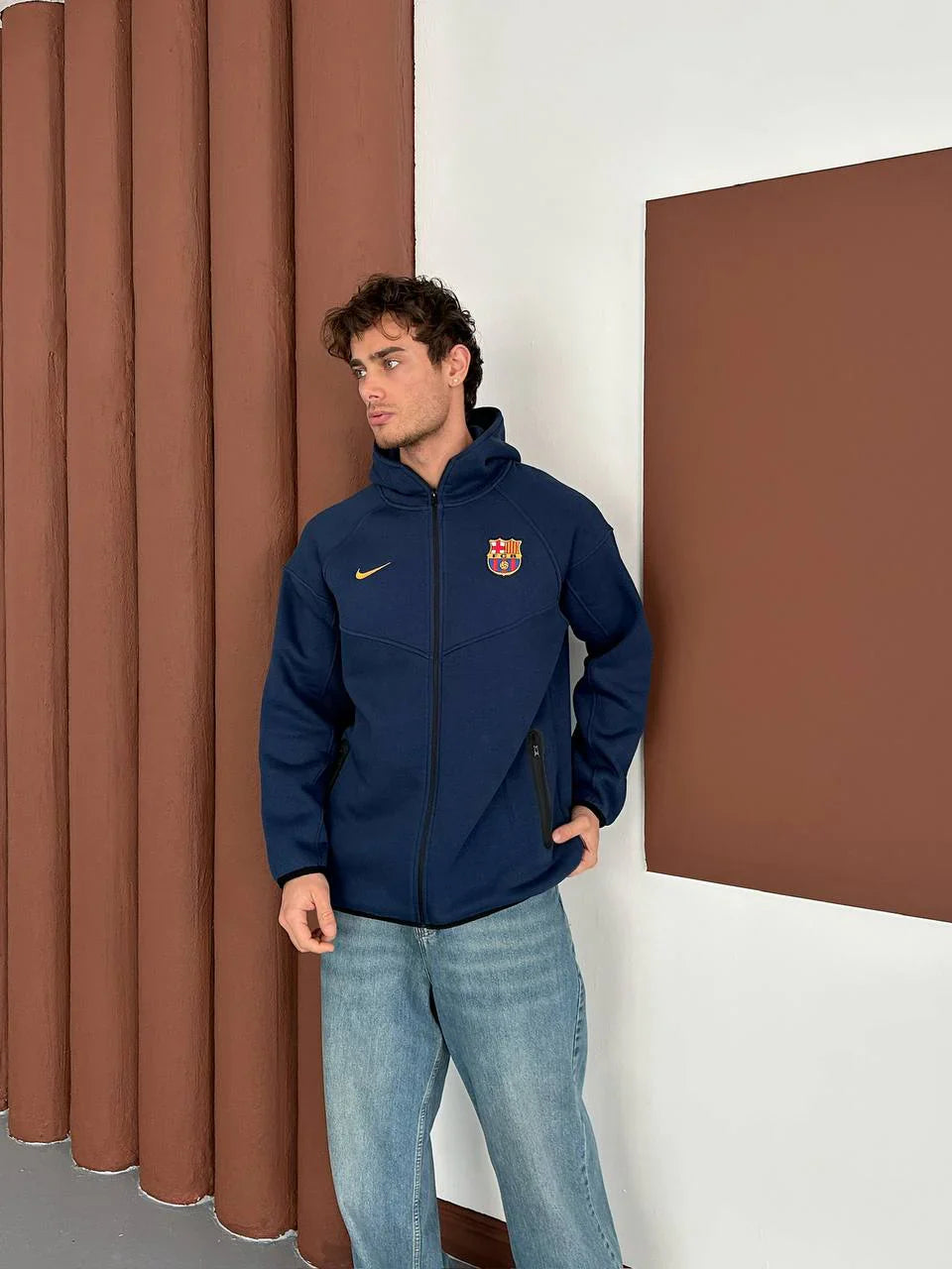 FC Barcelona Tech Style Hoodie, Modern Barça Full-Zip Sweatshirt