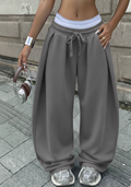Unisex Oversized Track Pants with White Strap by Unmerch [Unisex]