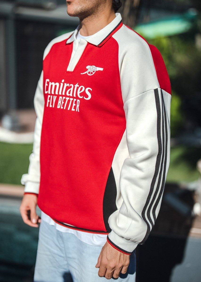 Arsenal Oversized 3-Thread Fleece-Lined Sweatshirt - Cozy and Durable Design
