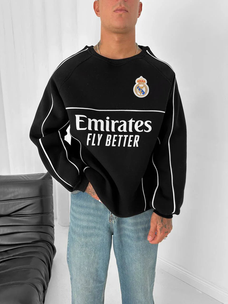 Real Madrid Piped Crewneck Sweatshirt