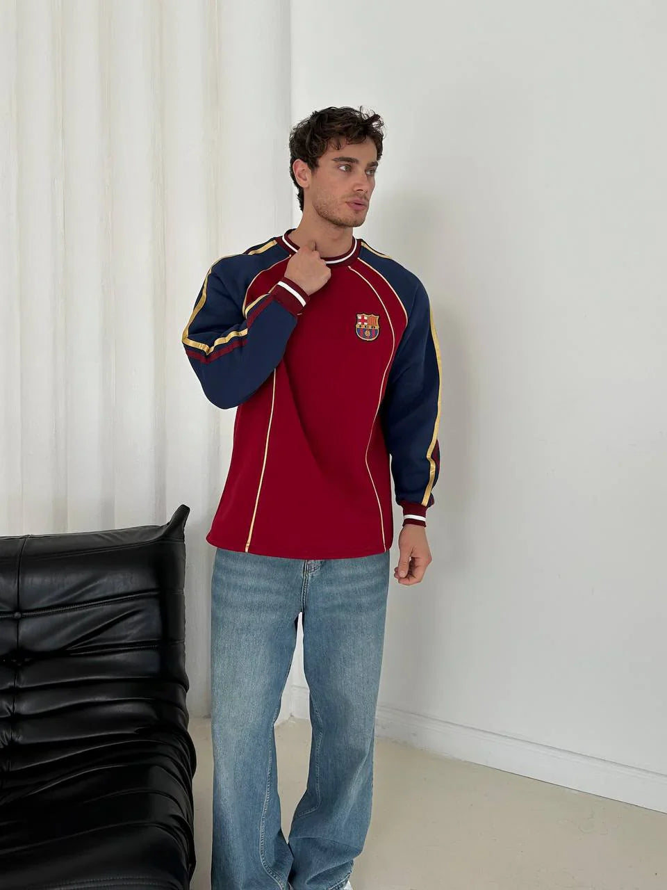 FC Barcelona Retro Piped Crewneck Sweatshirt