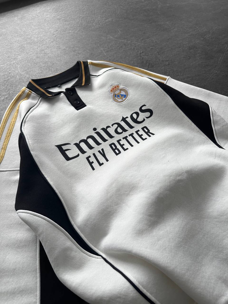Real Madrid Retro Polo Sweatshirt – Oversized Blokecore Football Style