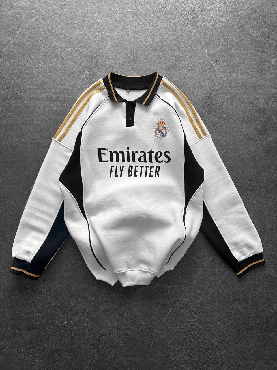 Real Madrid Retro Polo Sweatshirt – Oversized Blokecore Football Style