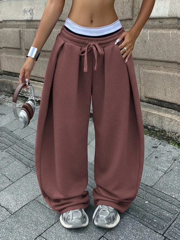 Unisex Oversized Track Pants with White Strap by Unmerch [Unisex]