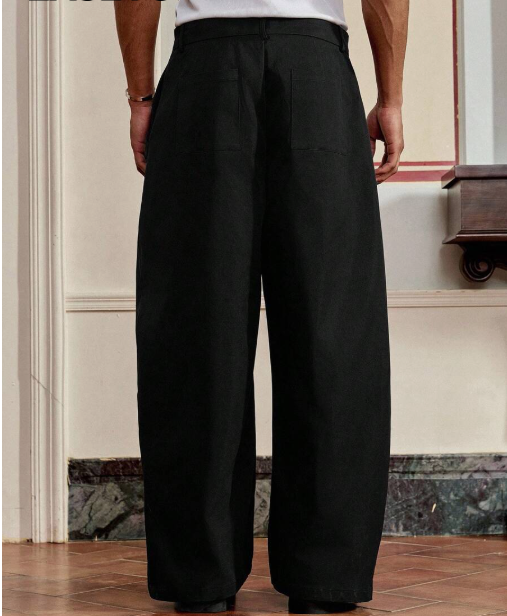 Japanese-Inspired Knife Pleat Black Pants by Unmerch [Unisex]