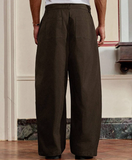 Japanese-Inspired Knife Pleat Brown Pants by Unmerch [Unisex]