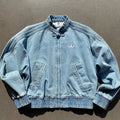 Light Blue Washed Denim CNY Jacket – Oversized Chinese Knot Streetwear Unisex Jacket